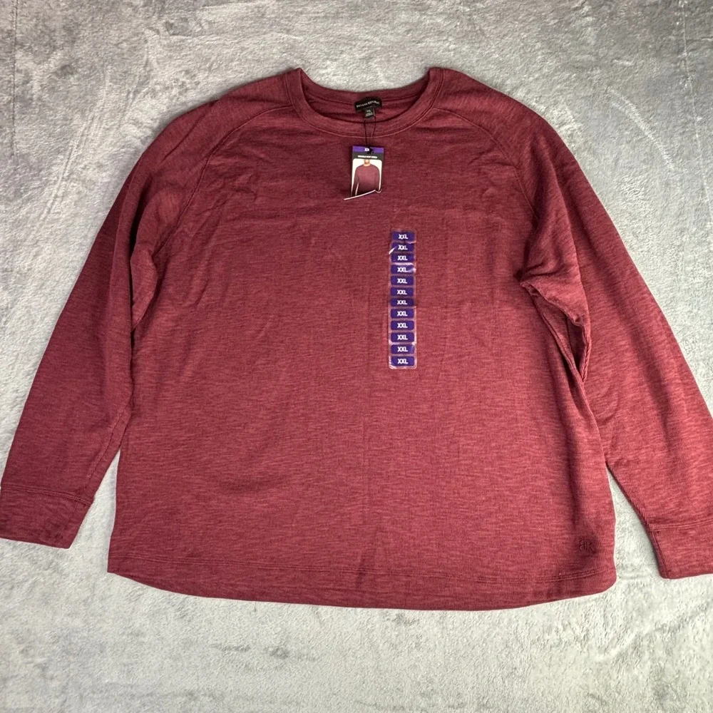Banana Republic Thermal Mens XXL Burgundy Double Knit Crew NMT0188S Slub Raglan